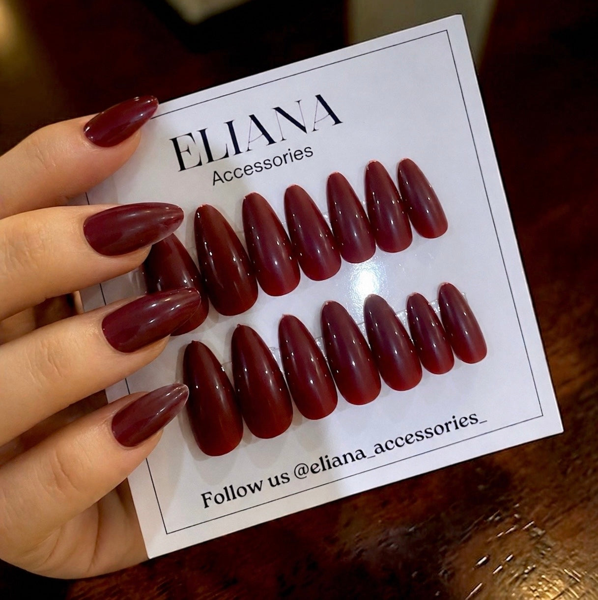 Burgundy Gloss Press-On Nails