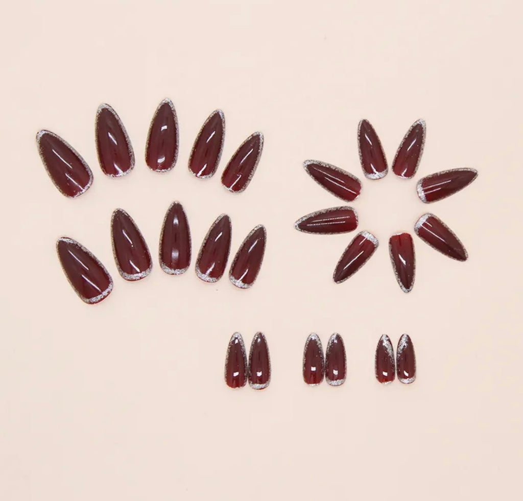 Deep Burgundy Press-On Nails ♥️