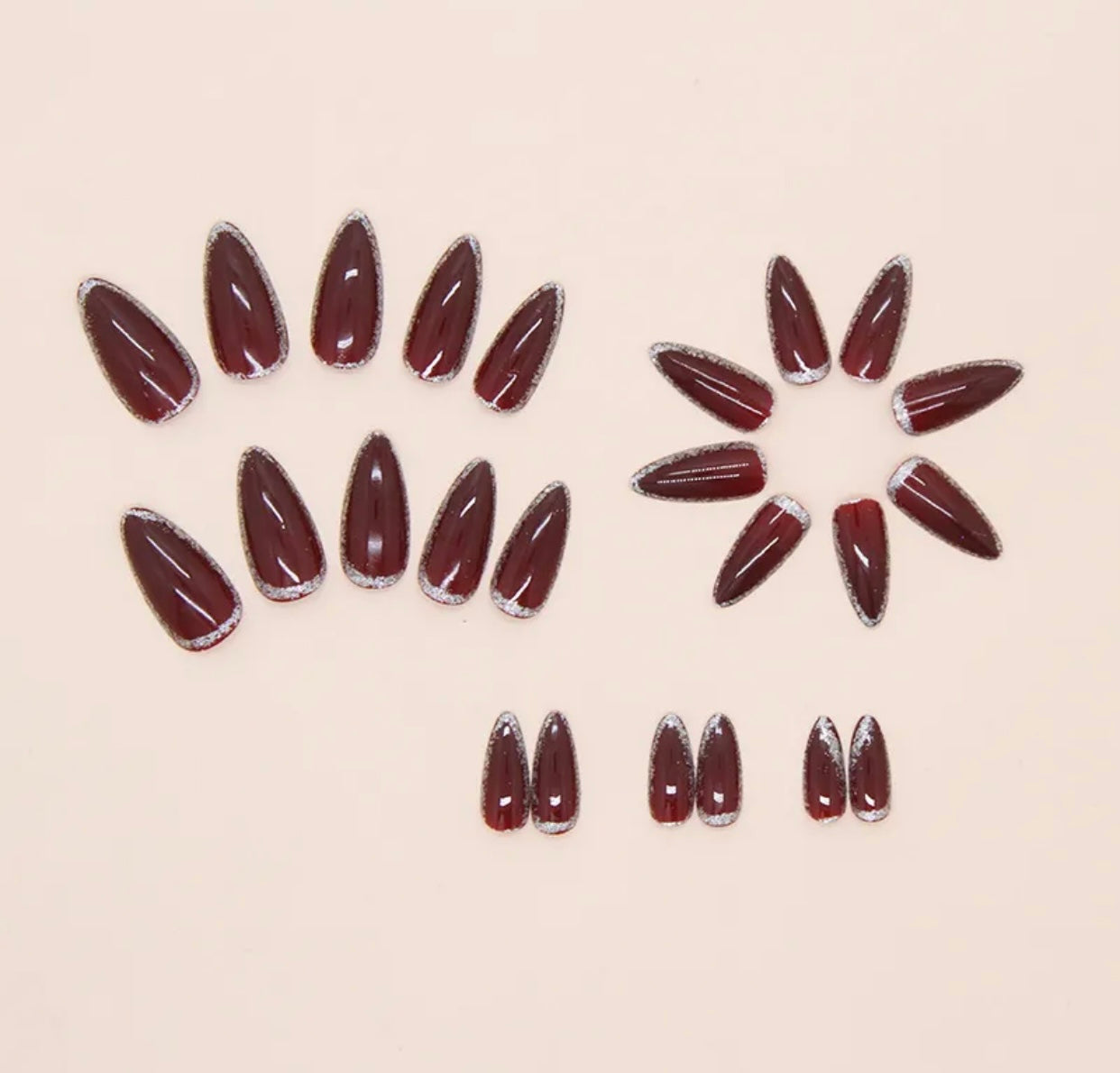 Deep Burgundy Press-On Nails ♥️