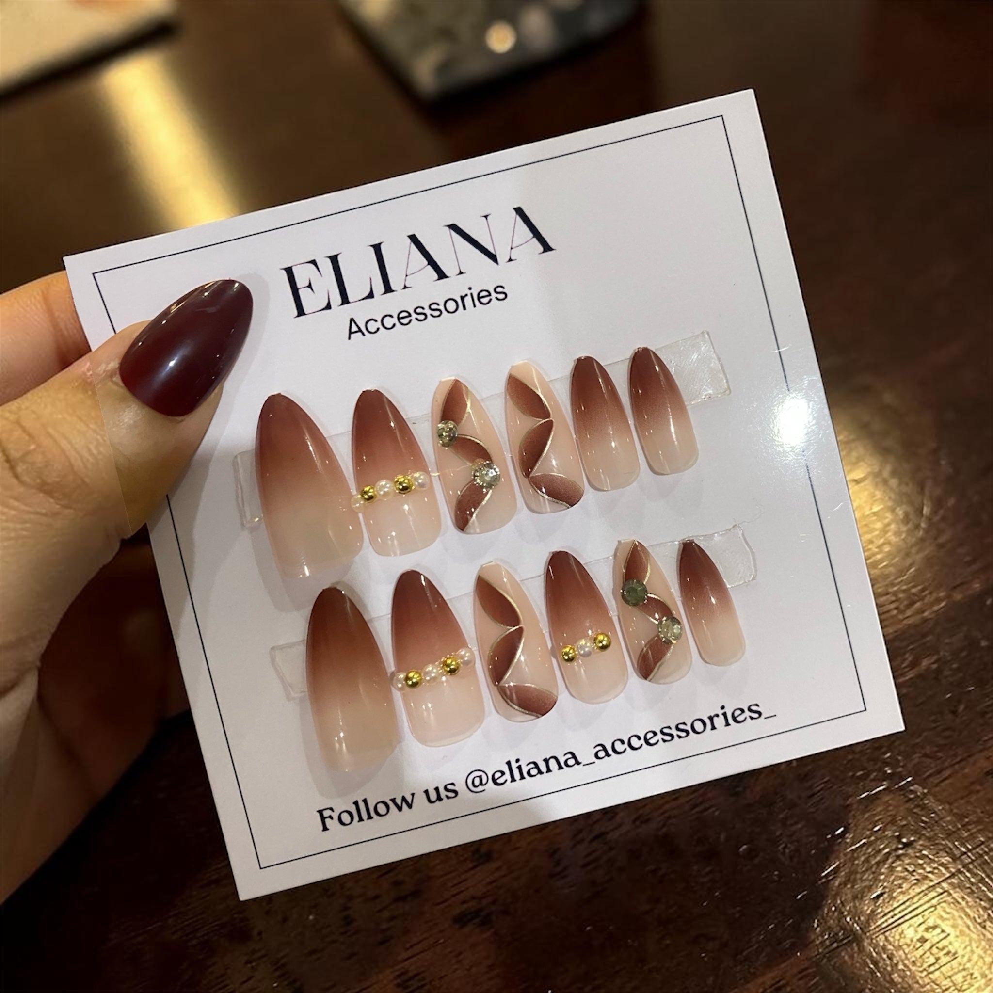 Mocha Swirl Press-On Nails